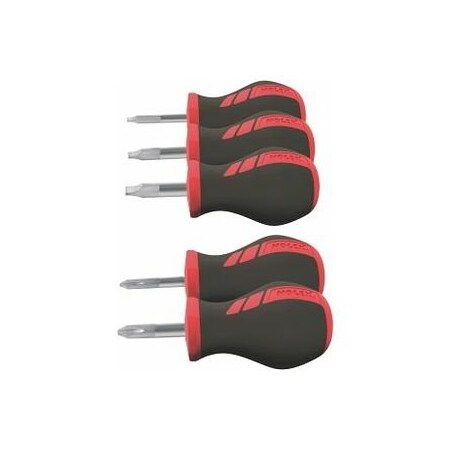 Holex Stubby Slotted and Pozidriv Screwdriver Set, 5 Pc 667326 3/2